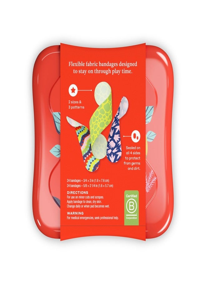 Welly Bandages | Adhesive Flexible Fabric Bravery Badges | Assorted Shapes for Minor Cuts, Scrapes, and Wounds | Colorful and Fun First Aid Tin | Dinosaur Patterns - 48 Count - Image 2